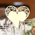 Romantic Heart Shape Laser Wine Glass Card for Party